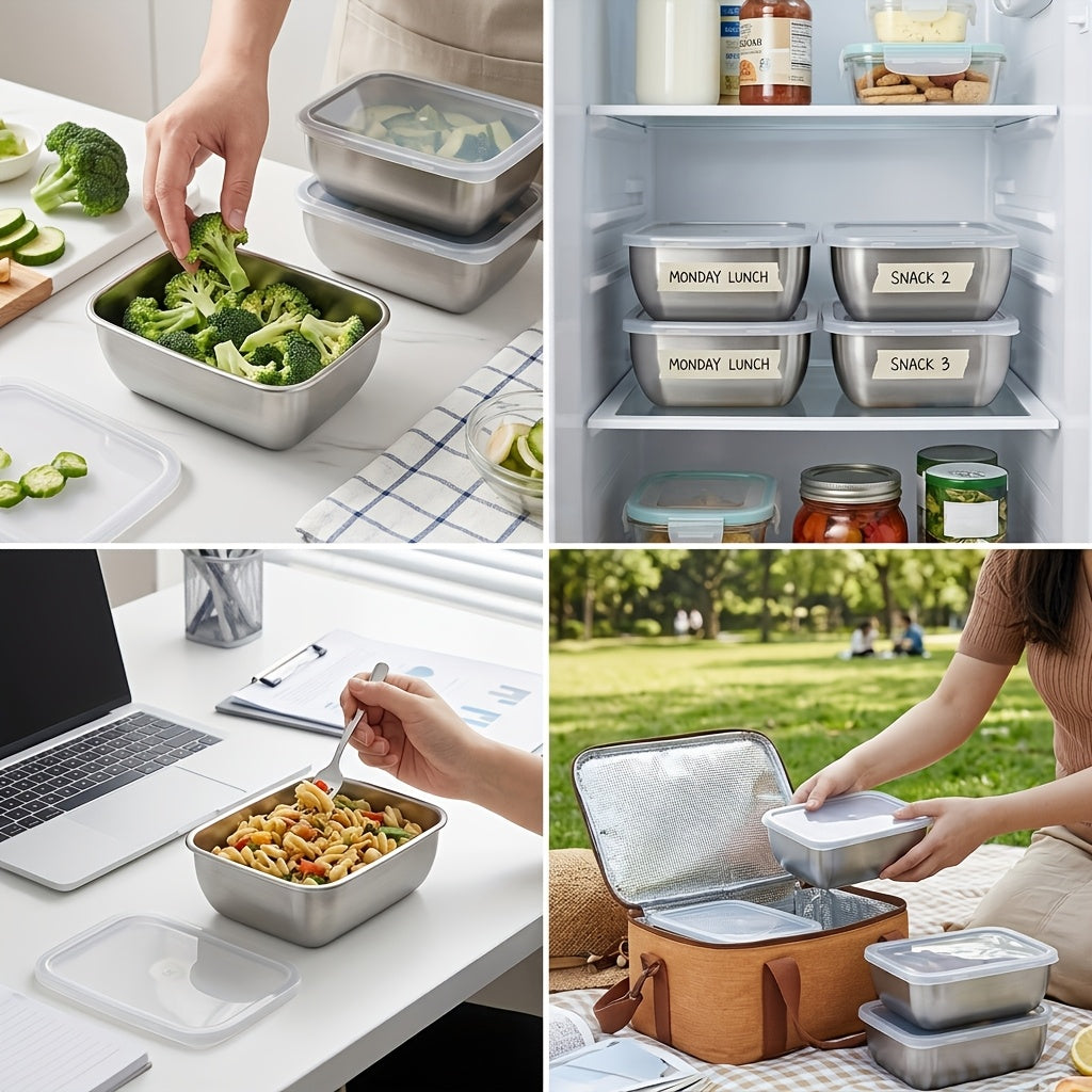 Easy-Access 10pcs Refrigerator Storage Organizer – easy-access fridge organization, 10pcs- Household Food Grade Fresh- Keeping Box Stainless Steel Fruit Box Bento Box Refrigerator, designed for American homes, daily convenience and practical gifting