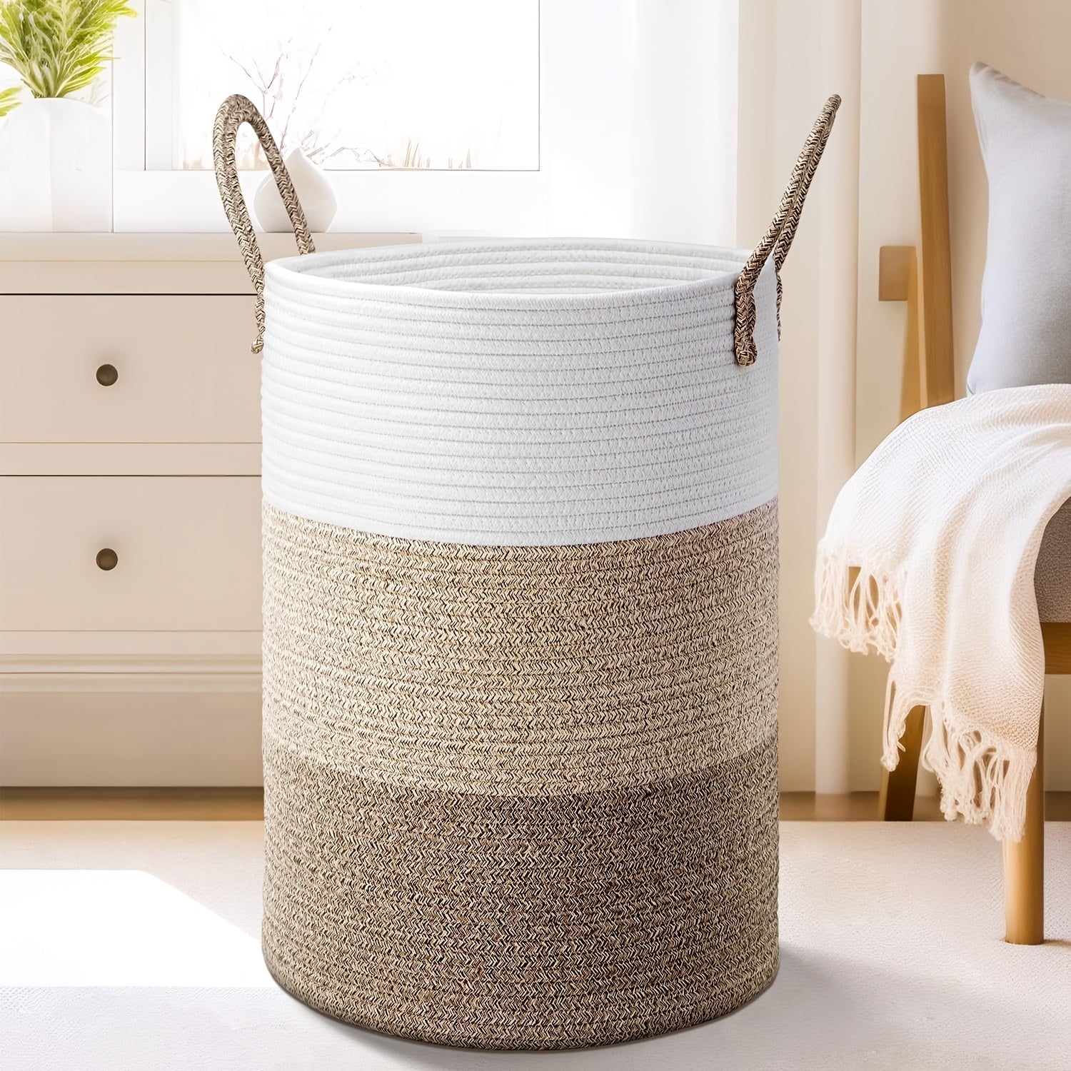 Home Living Essential – Collapsible Laundry Basket Woven Rope Laundry Hamper 12 15gal 15 85gal 21 13gal