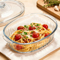 Glass Baking Dish with Lid Set, Casseroles with Glass Lids with Silicone Mat, 61oz, 95oz, Oven & Microwave Safe, Versatile Deep Glasses Food Container for Baking, Cooking; with Ideal for Desserts, Chicken, Pasta, for Holidays