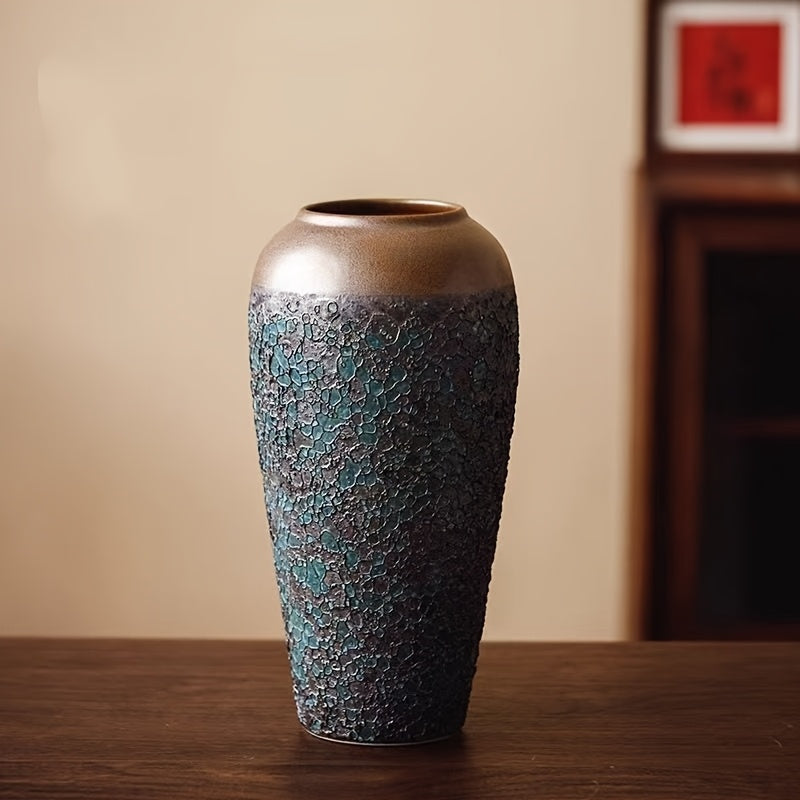 1pc of Country-Style Ceramic Green Vase Ideal for Fresh And Dried Flowers, Perfect for The Living Room, Dining Table, Bedroom, Balcony, And Suitable for Christmas, Decorative Home Items