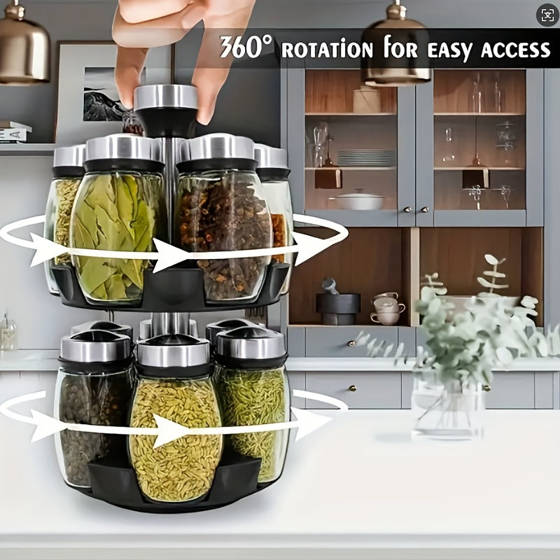 Versatile Airtight Storage Jar Set – clear reusable pantry storage, 7 in 1 14-In-1 Seasoning Bottle Rotating Seasoning Bottle Kitchen Supplies Hotel Household Seasoning, designed for American homes, daily convenience and practical gifting