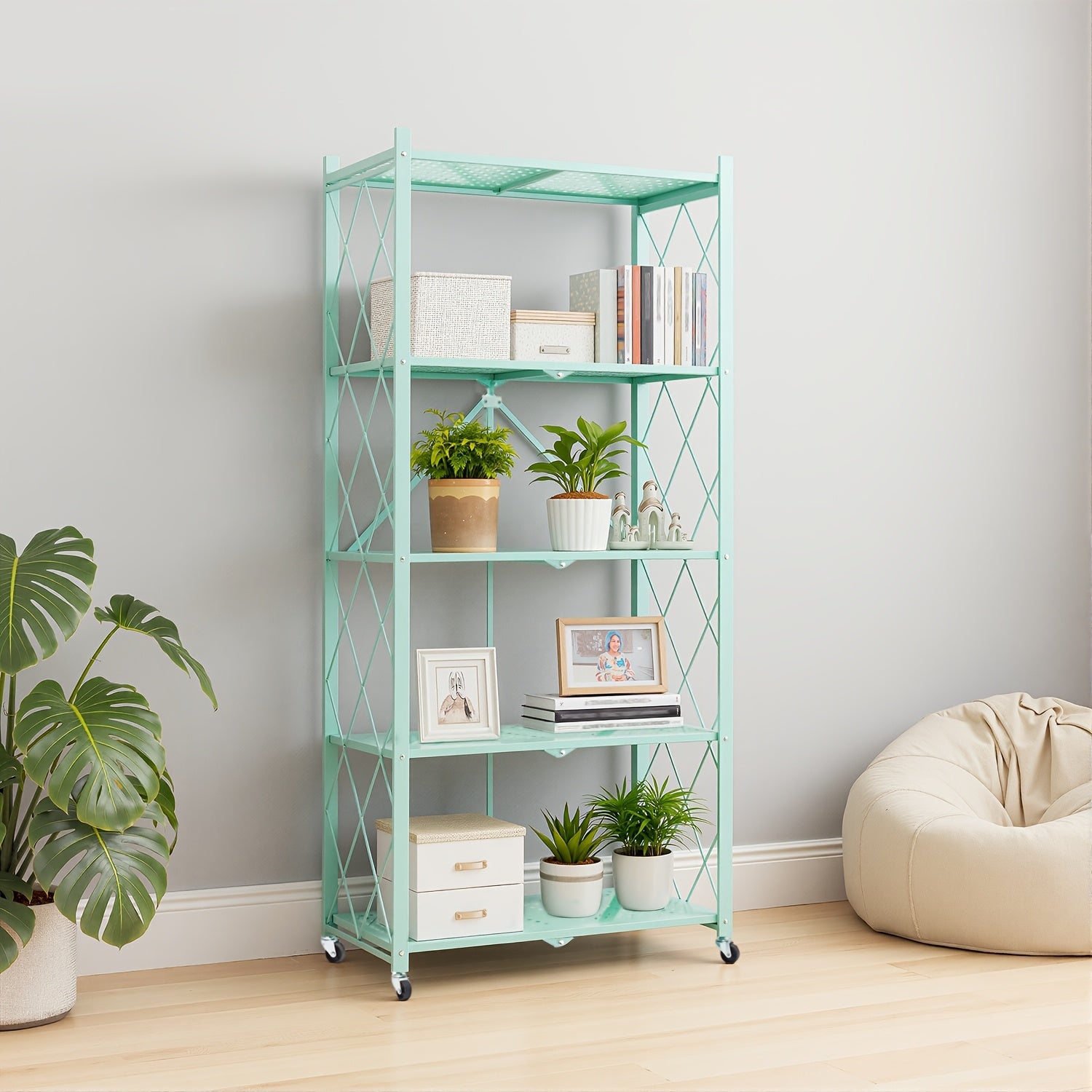 Storage Rack – Foldable Metal Storage Rack Requiring No Installation Designed with Foldable