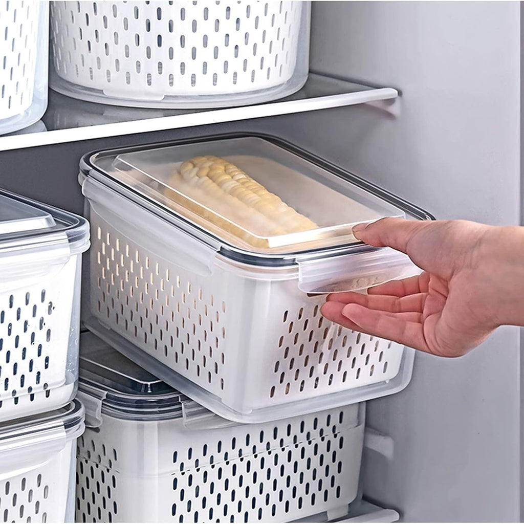 Easy-Access 6 Pack Refrigerator Storage Organizer – easy-access fridge organization, 6 Pack Fridge Food Storage Container Set with Lids with Strainer Plastic Fresh Produce, designed for American homes, daily convenience and practical gifting