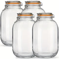 Space-Saving 4 Pack Mason Jar Set – clear reusable pantry storage, 4 Pack 1 Gallon Wide Mouth Glass Mason Jars with Hinged Airtight Lids Replacement, designed for American homes, daily convenience and practical gifting