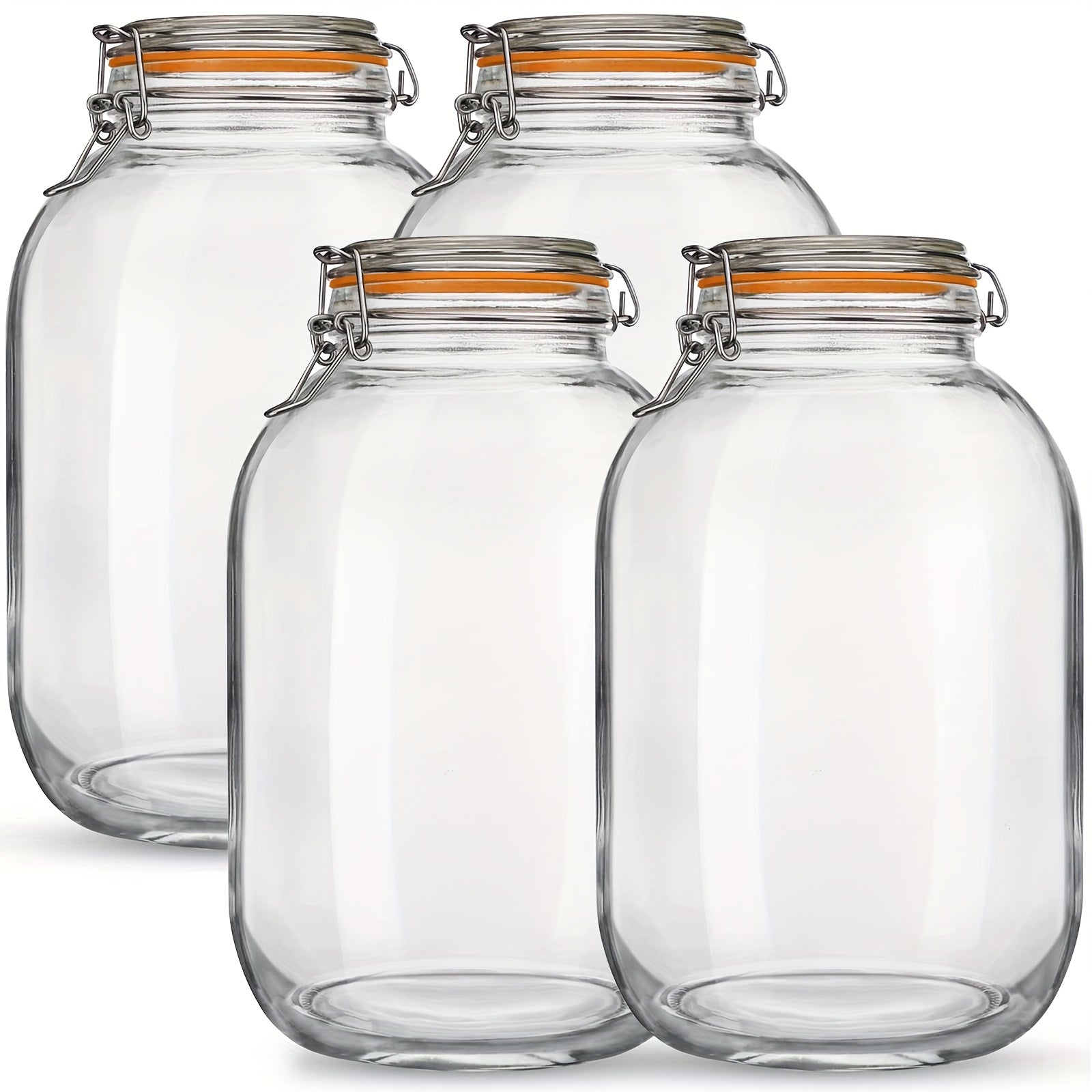 Space-Saving 4 Pack Mason Jar Set – clear reusable pantry storage, 4 Pack 1 Gallon Wide Mouth Glass Mason Jars with Hinged Airtight Lids Replacement, designed for American homes, daily convenience and practical gifting