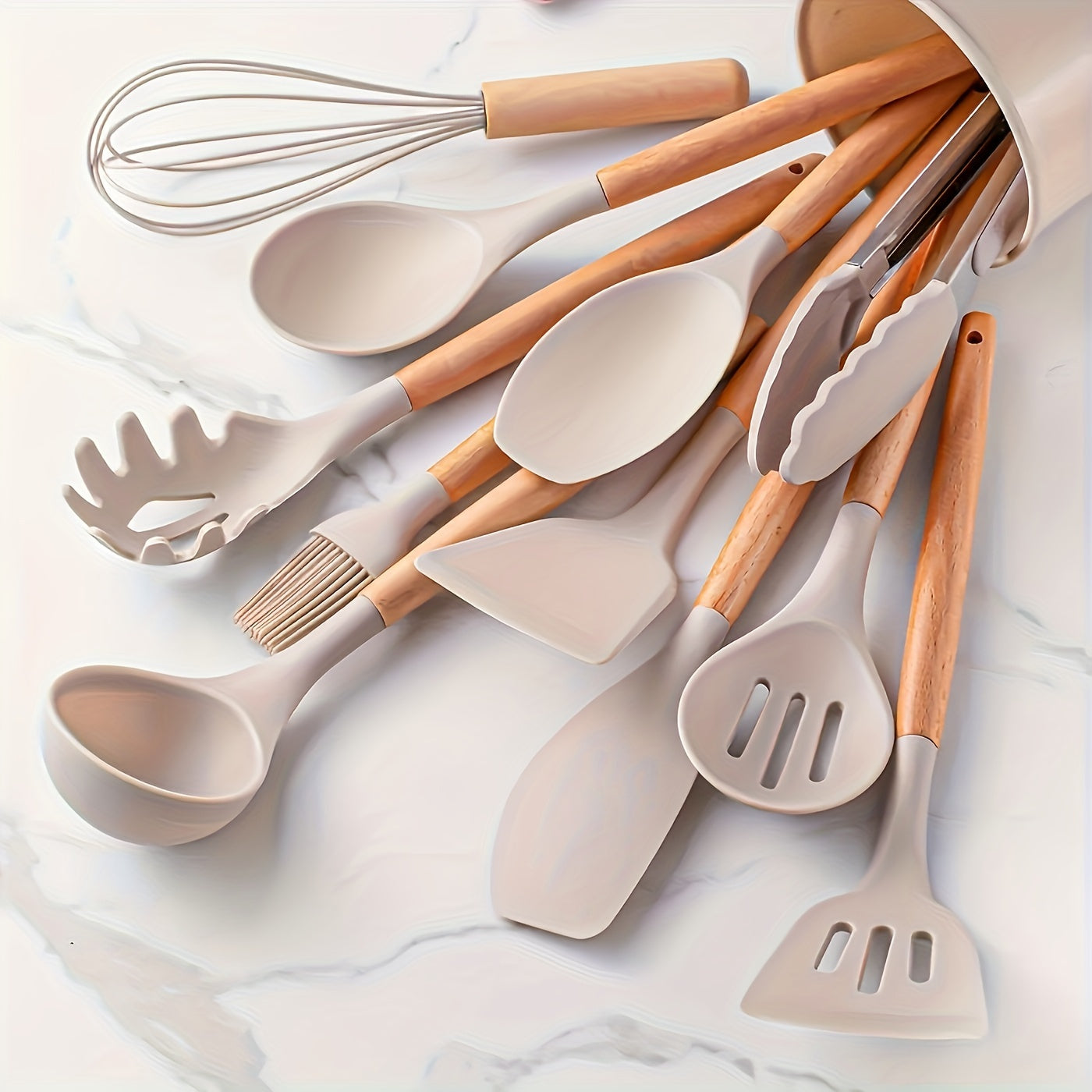 Easy-Access 12pcs Kitchen Baking Dish Set – oven-ready cooking and serving, 12pcs Silicone Kitchen Utensil Set with Wooden Handles - Non-Stick High Heat Resistant Easy, designed for American homes, daily convenience and practical gifting