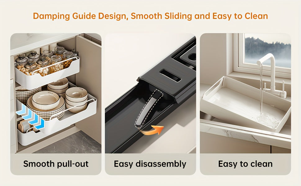 Heavy-Duty 1pc Adjustable Home Storage Rack – durable multi-purpose storage, 1pc Pull-out Organizer No Hole Punching Nano Adhesive Storage Holder Large Capacity Single Layer, designed for American homes, daily convenience and practical gifting