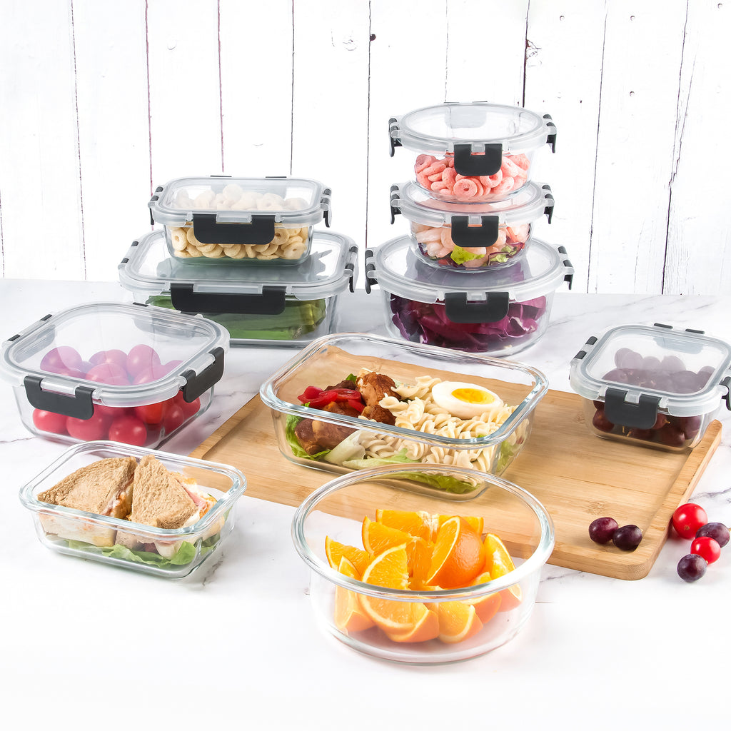 Easy-Access 12pcs Glass Meal Prep Container Set – leak-resistant reusable meal prep, 12pcs Glass Food Storage Containers with Lids Meal Prep Pantry Kitchen Storage Containers for, designed for American homes, daily convenience and practical gifting