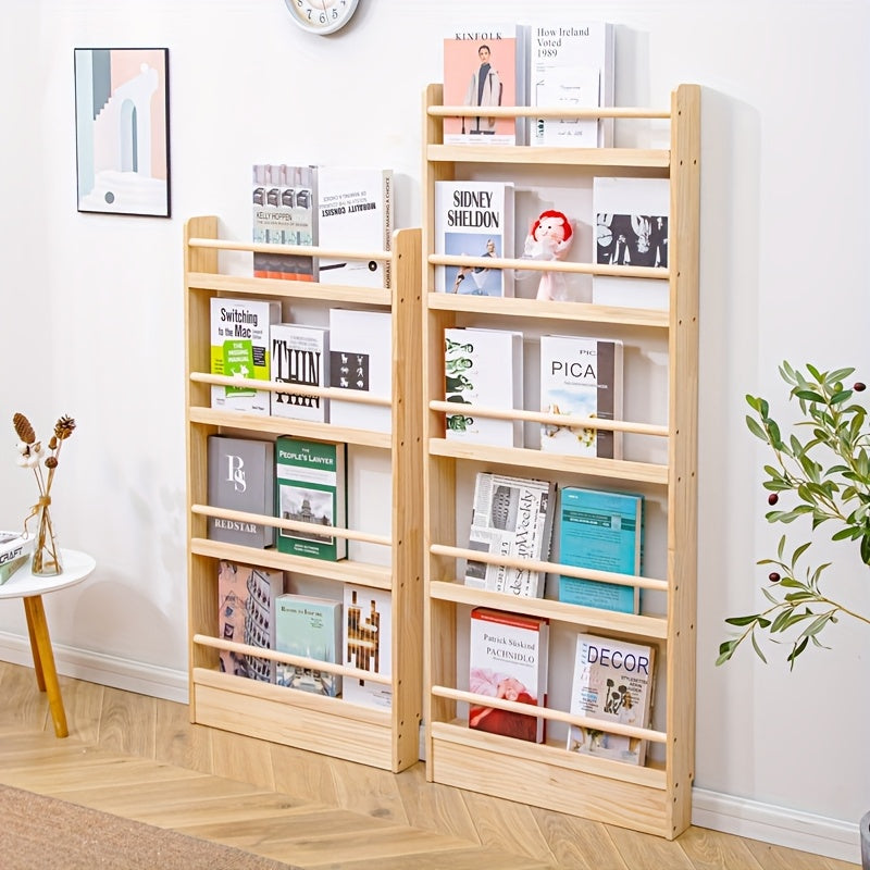 Home Storage Organizer – Creative Design, Ultra-Narrow Solid Wood Bookshelf, Bookcase, No Paint And Zero Formaldehyde, Wall-Mounted Bookshelf, Over-The-Door Bookshelf, Multi-Layer Shelf, Spa