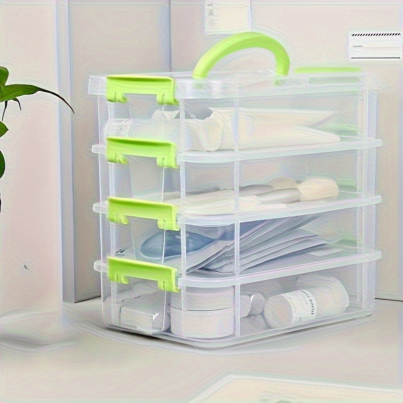 Easy-Access Stackable Storage Drawer – smooth-access cabinet organization, Stackable Large-capacity Transparent Plastic Storage Box With Lid And Handle Compartmentalized Drawer Design Ideal, designed for American homes, daily convenience and practica