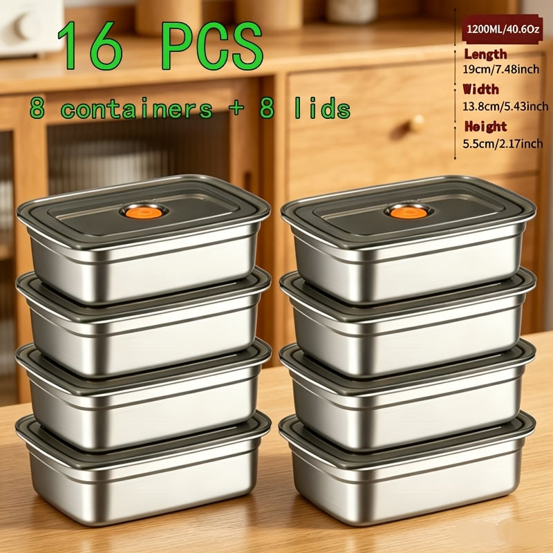 Compact 20/16/12/10/5/4pcs Refrigerator Storage Organizer – easy-access fridge organization, 20 16 12 10 5 4pcs Stainless Steel Airtight Food Storage Containers Sealed Fresh, designed for American homes, daily convenience and practical gifting