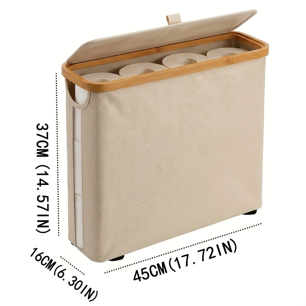 Heavy-Duty Stackable Home Storage Bins – portable space-saving storage, Foldable Toilet Paper Storage Basket with Lid Dustproof Visible Fabric Tissue Holder with Strips, designed for American homes, daily convenience and practical gifting