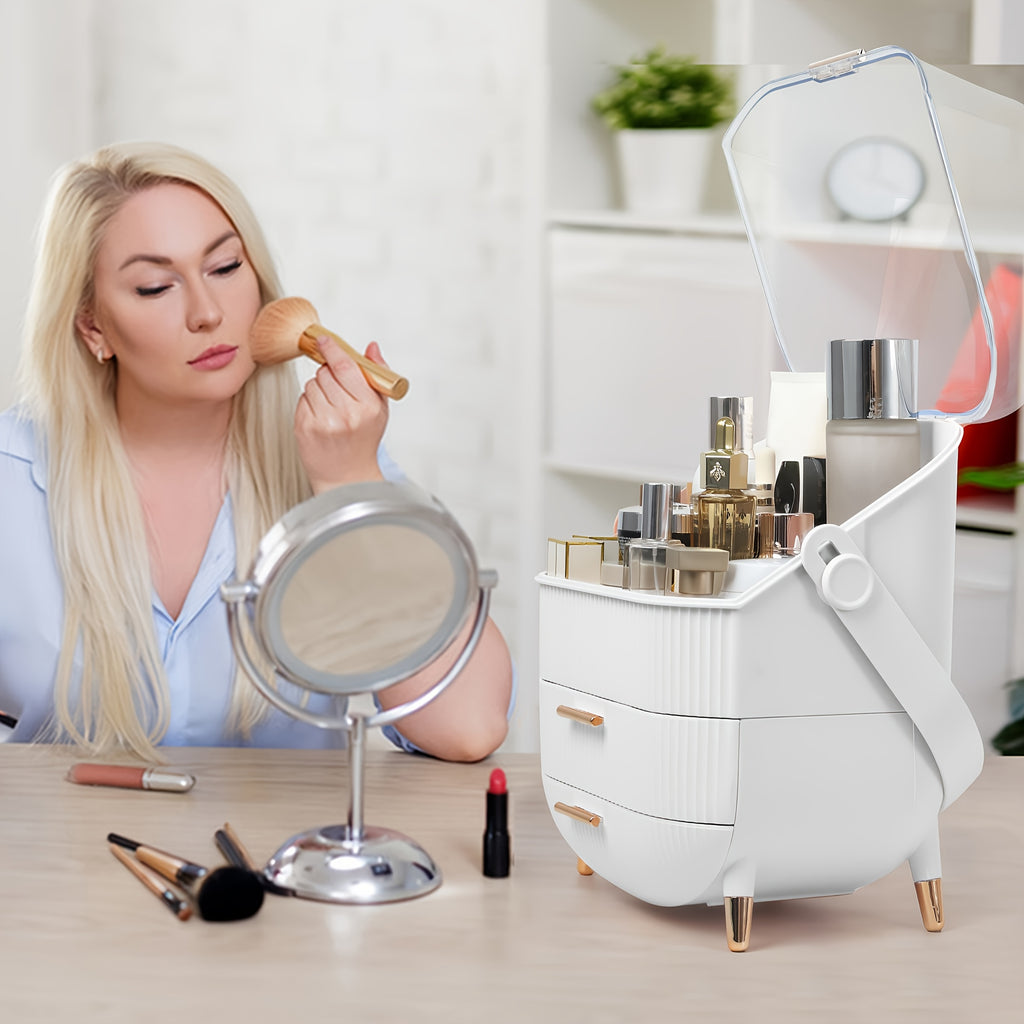 Space-Saving Stackable Storage Drawer – smooth-access cabinet organization, Makeup Organizer for Vanity Make Up Organizers And Storage Cosmetics Skincare Organizers with Lid, designed for American homes, daily convenience and practical gifting
