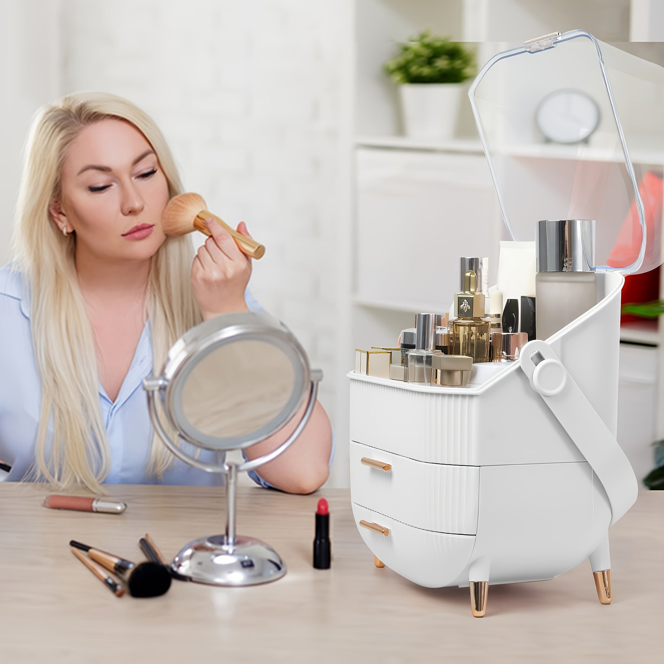 Space-Saving Stackable Storage Drawer – smooth-access cabinet organization, Makeup Organizer for Vanity Make Up Organizers And Storage Cosmetics Skincare Organizers with Lid, designed for American homes, daily convenience and practical gifting