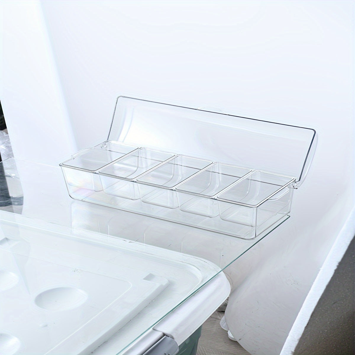 Space-Saving 1pc Glass Spice Jar Set – clear reusable pantry storage, Spice Jar Refrigerator 1pc Spice Jar Refrigerator Fruit Transparent Tray Refrigerated Seasoning Box with, designed for American homes, daily convenience and practical gifting