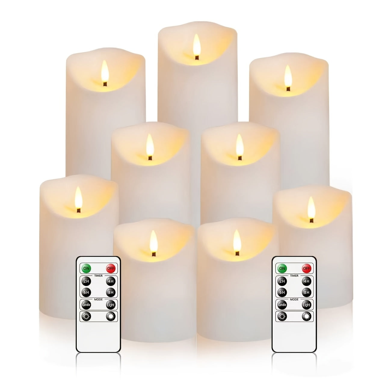 Home Living Essential – NIMIKO Set of 9 Flicker Flameless LED Candles with 2 Remote Controls And