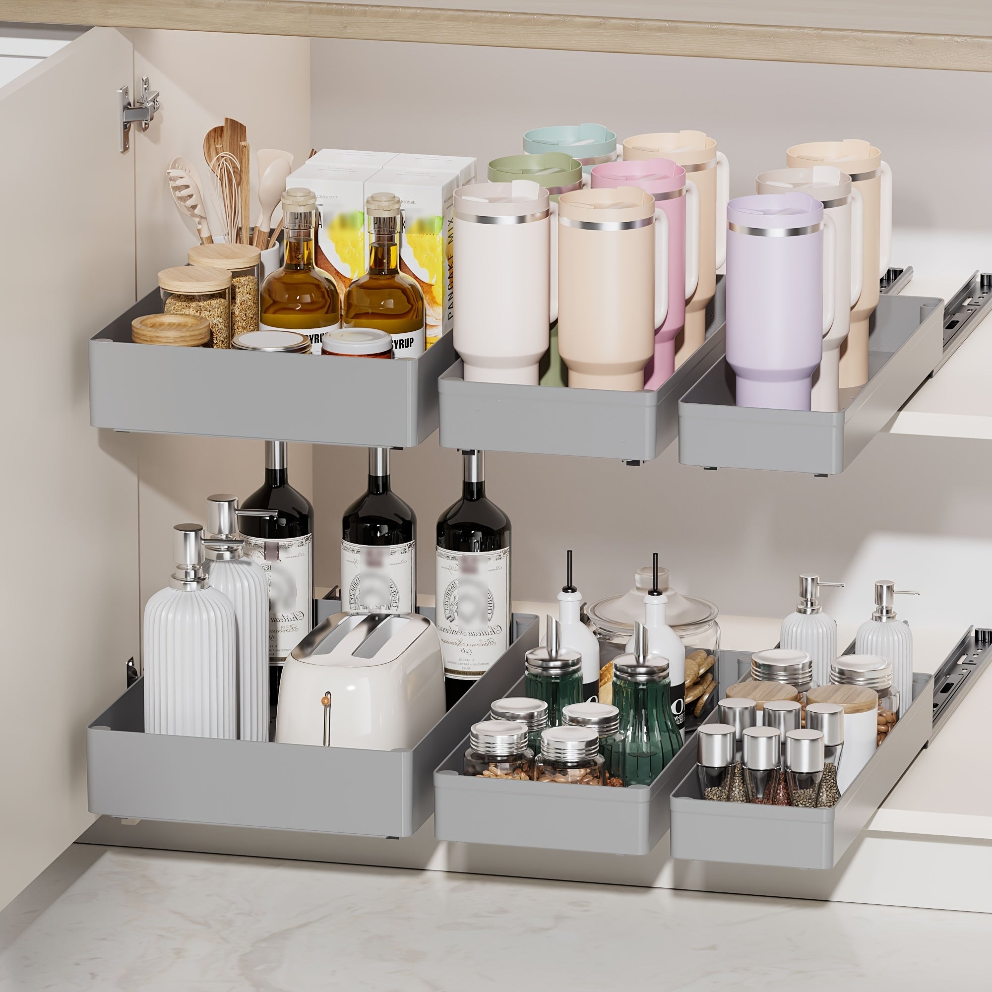 Home Organizer – 3 Pack 15 7 Deep Pull Out Drawers For Pull-Out Cabinet Organizer Slide Out