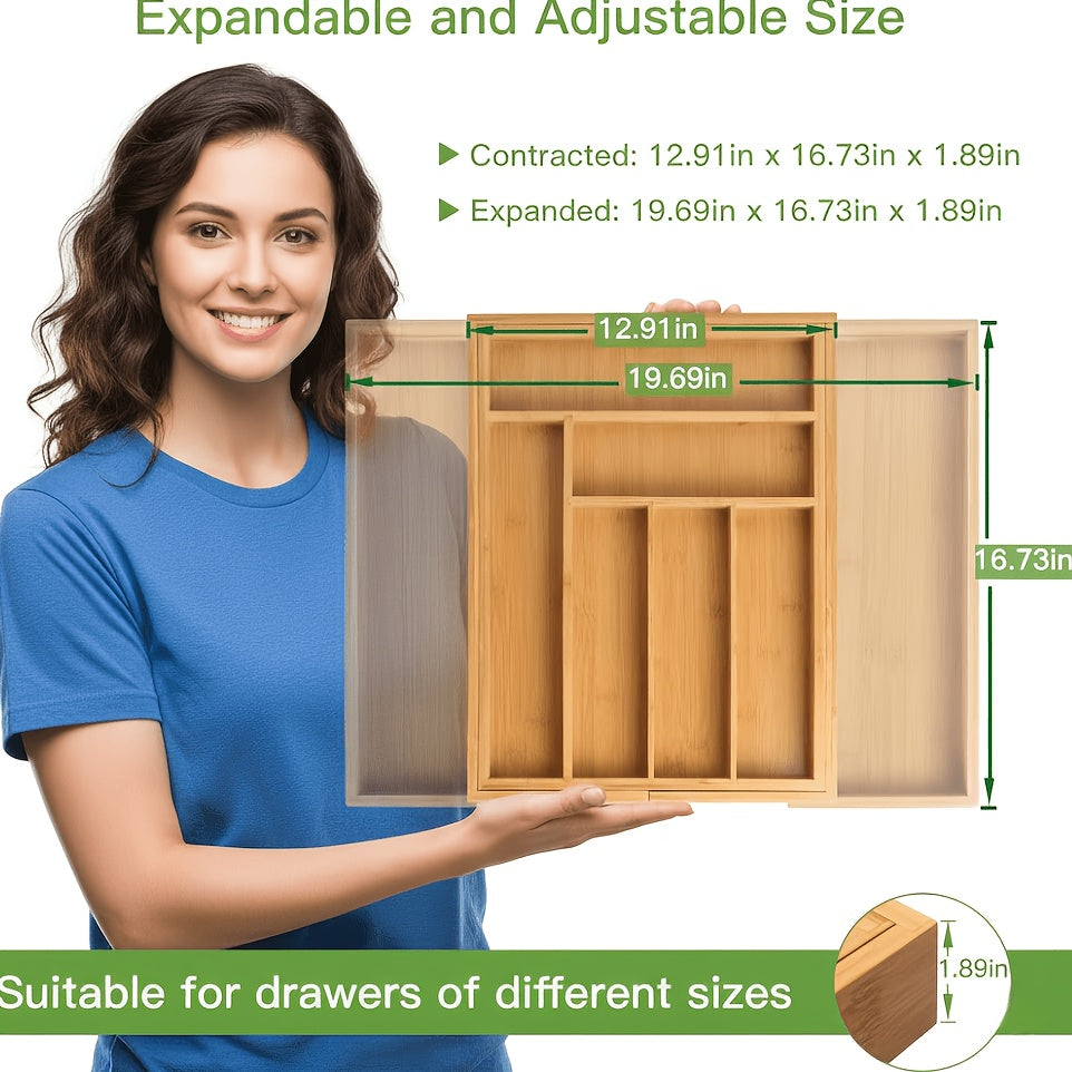 Smart Stackable Storage Drawer – smooth-access cabinet organization, Versatile Bamboo Expandable Drawer Organizer for Cutlery Adjustable Tray Wooden Drawer Dividers for Organizing, designed for American homes, daily convenience and practical gifting