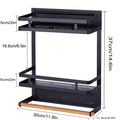 Magnetic Spice Rack for Refrigerator, Magnetic Shelf for Fridge Magnet Organizer Moveable Magnetic Paper Towel Holder with 4 Hooks for Kitchen Oven Space Saving