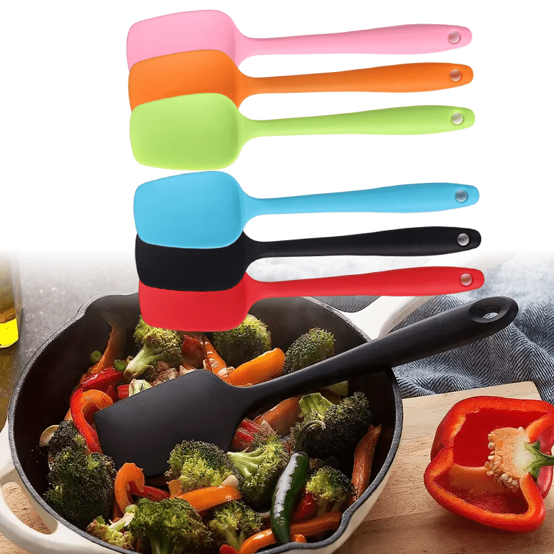 Silicone Spatula Set - Non-Stick, Heat Resistant Cooking Utensils for Baking, Mixing, and Flipping - Includes Cake, Biscuit, and Pastry Scrapers - Colorful Christmas Design, Butter Cake Scraper, Scraper Set