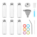 6/8pcs Glass Bottles with Lid, 18oz Clear Juice Bottles, Leakproof & Reusable Glass Bottle with Stainless Steel Cap-for Juice, Beverage, Refrigerator, Travel Use