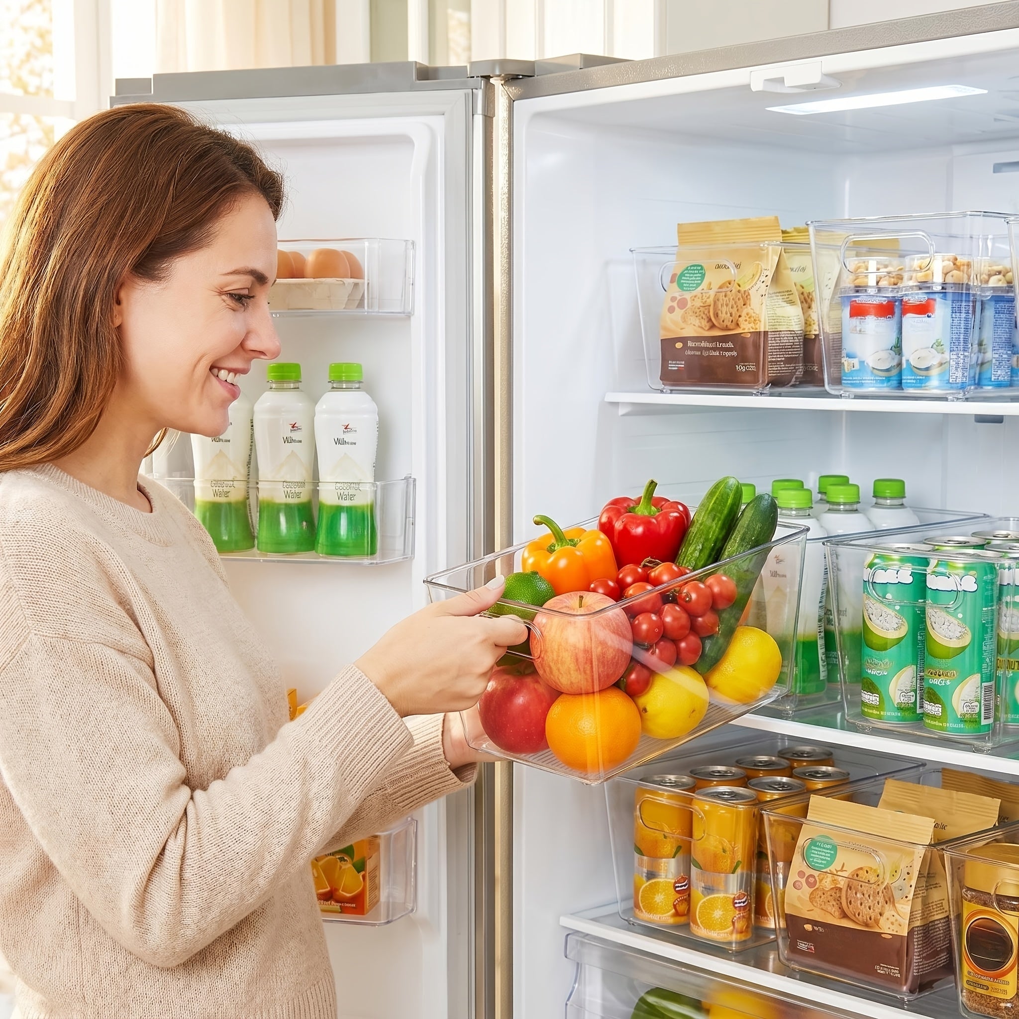 Space-Saving Refrigerator Storage Organizer – easy-access fridge organization, Set of 10 Transparent Storage Bins for Organizing Food in The Kitchen Fridge Freezer, designed for American homes, daily convenience and practical gifting