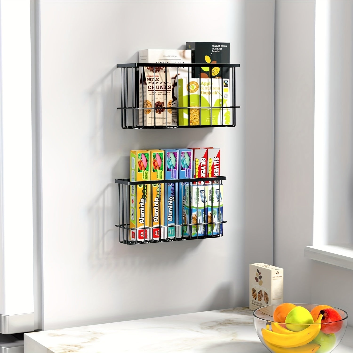 Magnetic Shelf for Fridge, Dryer Ball Storage Bins, Magnetic Basket Shelf for Refrigerator Pantry Kitchen Counter Laundry Organizer, Or Any Metal Surface, Can Hold Spices, Cans, Bottles, And Storage Baskets, Shelf Baskets