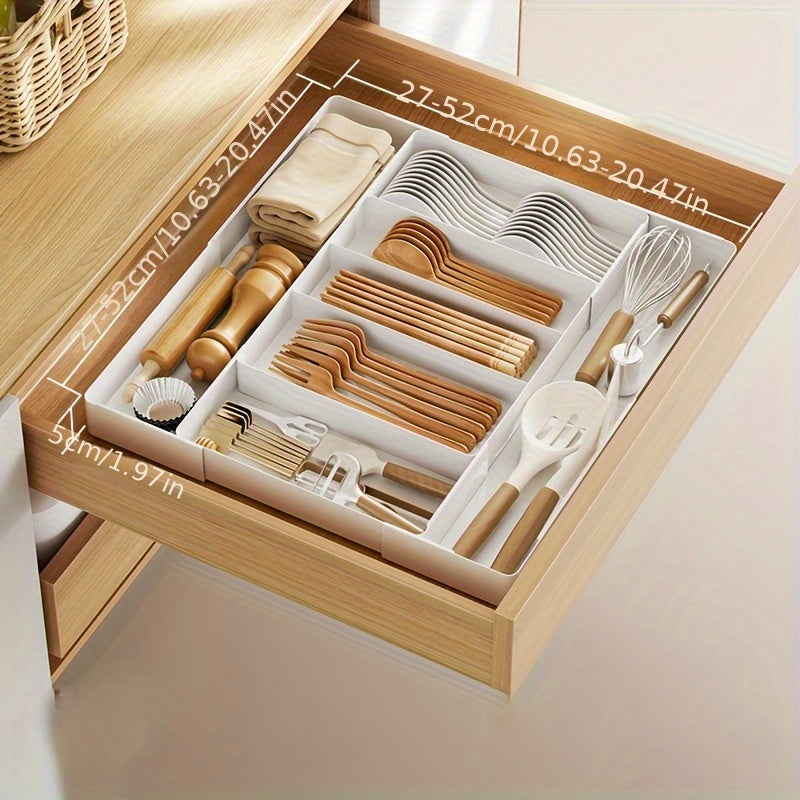Heavy-Duty Stackable Storage Drawer – smooth-access cabinet organization, Adjustable Kitchen Utensil Tray with Expandable Drawer Organizer Ideal for Forks Spoons Knives And, designed for American homes, daily convenience and practical gifting