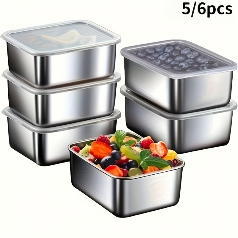 Heavy-Duty 6pcs Refrigerator Storage Organizer – easy-access fridge organization, Food Storage Containers 6pcs Stainless Steel Food Storage Containers Equipped With Compartments For Vegetables, designed for American homes, daily convenience and pract