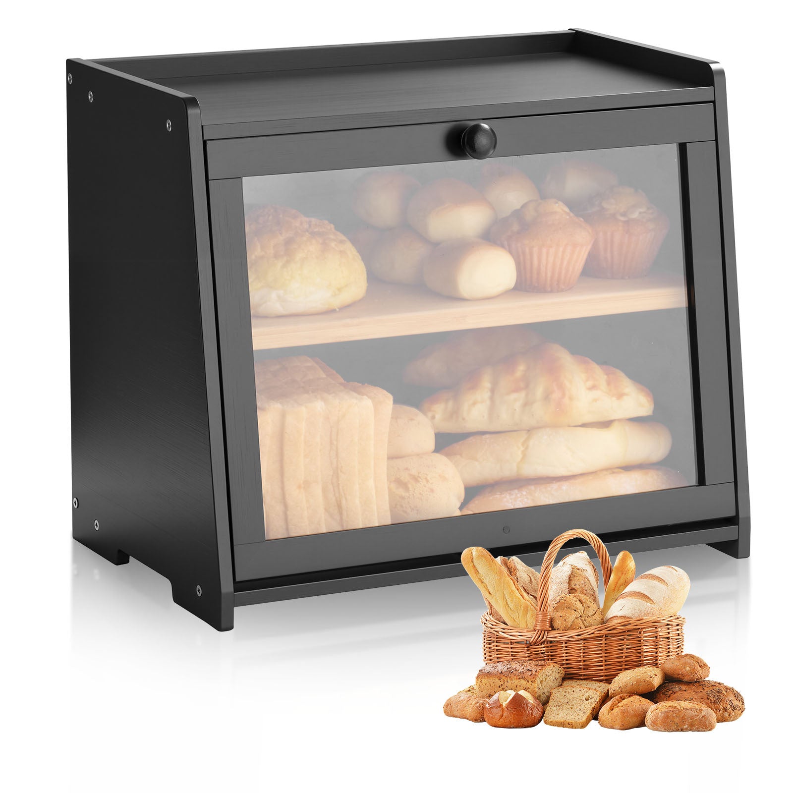Home Organizer – fresh-bread countertop organization, VEVOR Bread Box for Kitchen Counter Large Cap