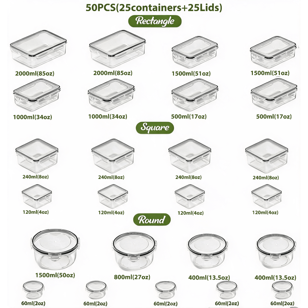 Versatile 50/24/12pcs Refrigerator Storage Organizer – easy-access fridge organization, 50 24 12pcs 25 12 6pcss Lid 25 12 6pcss Transparent Stackable Outdoor Food, designed for American homes, daily convenience and practical gifting