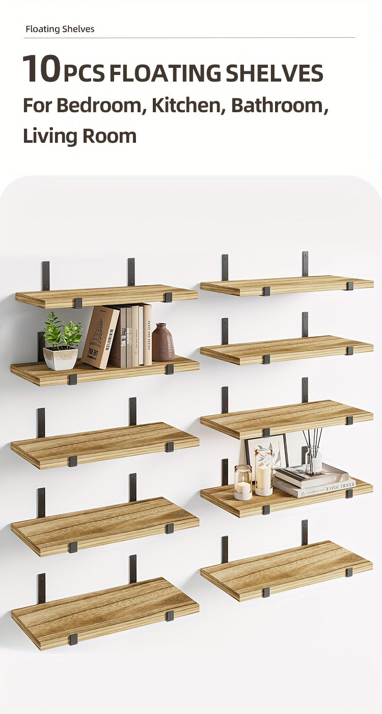Space-Saving 10pcs Home Storage Organizer – space-saving everyday organization, TOMNK 10pcs Floating Shelves for Wall 15 8 5 9in Wall Shelves for Bedroom, designed for American homes, daily convenience and practical gifting
