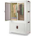 Portable Closet Wardrobe, Folding Storage Bins with Lid, Closet Organizers And Storage, Stackable Storage Box with Hanging Rod And Doors, Collapsible Plastic Clothes Cabinet with Wheels, 10 Hangers