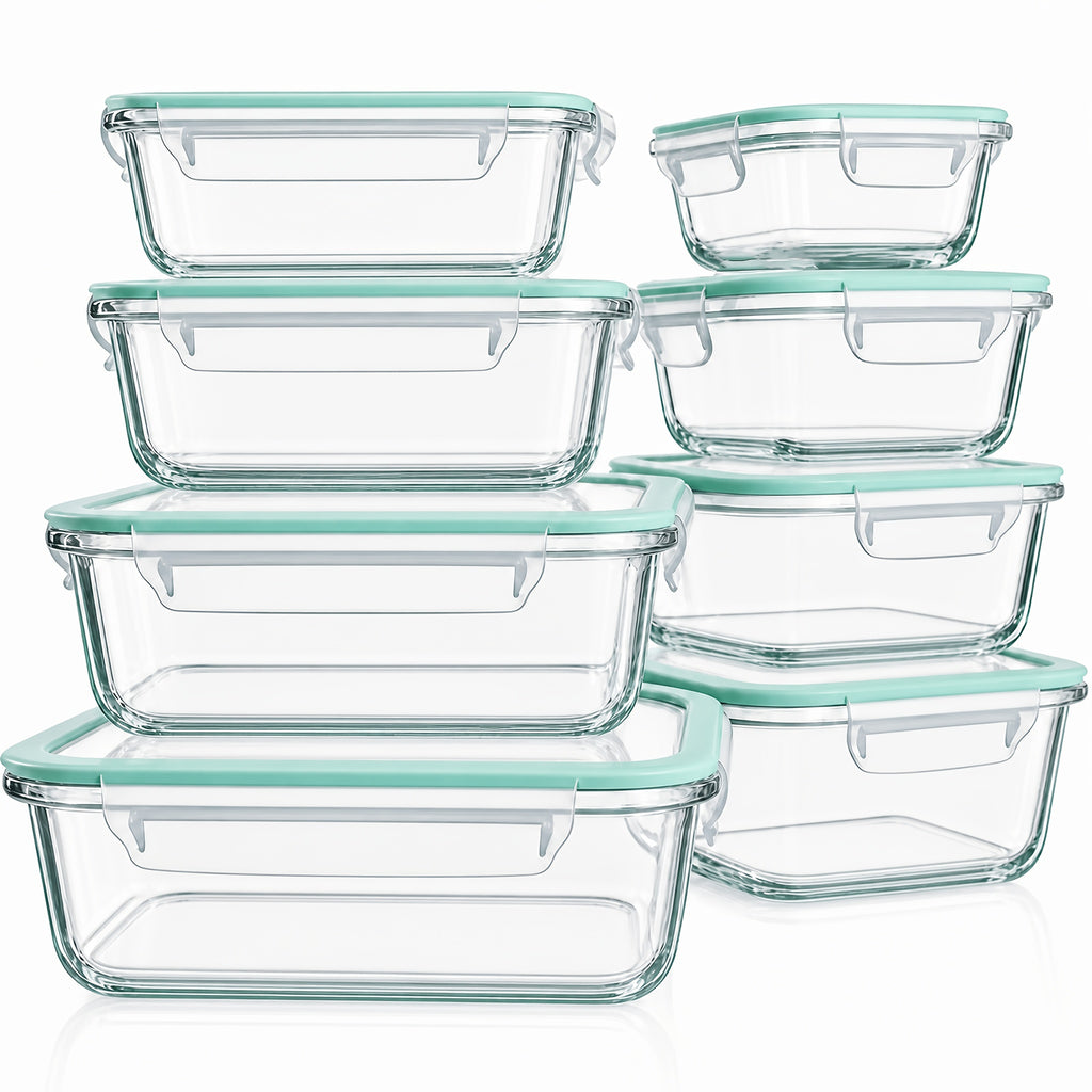 Easy-Access 24/16pcs Glass Meal Prep Container Set – leak-resistant reusable meal prep, 24 16pcs 12 8 Lids 12 8 Containers Sealed Glass Food Storage Container Outdoor, designed for American homes, daily convenience and practical gifting