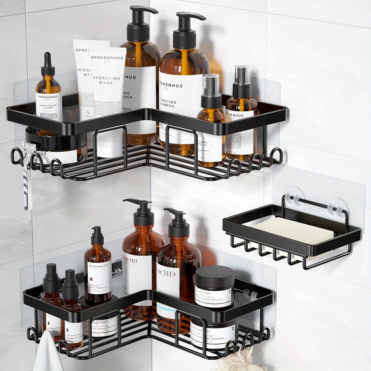 Storage Rack – Versatile Adjustable Home Storage Rack durable multi-purpose storage Corner Adhesi