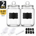 2-Piece Glass Pantry Jar Set with Flip-Top Lid - Reusable Round Container for Cookies, Candy, Pasta - Hand Wash Only