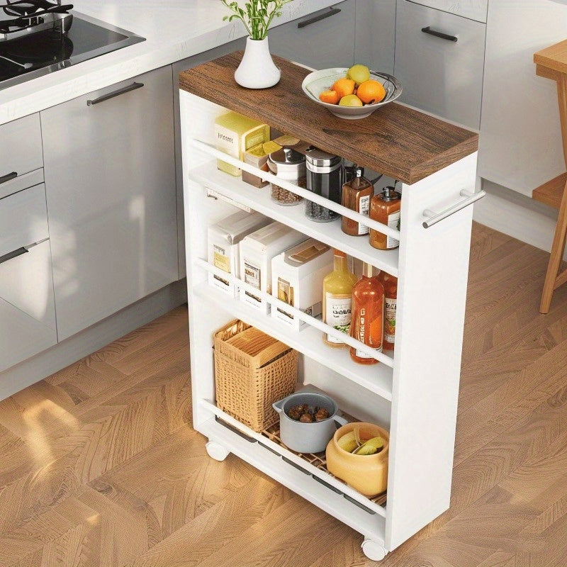 Easy-Access Adjustable Home Storage Rack – durable multi-purpose storage, Slim Storage Cart with 4-Tier Slide Out Shelves Rolling Narrow Utility Cart on Wheels, designed for American homes, daily convenience and practical gifting