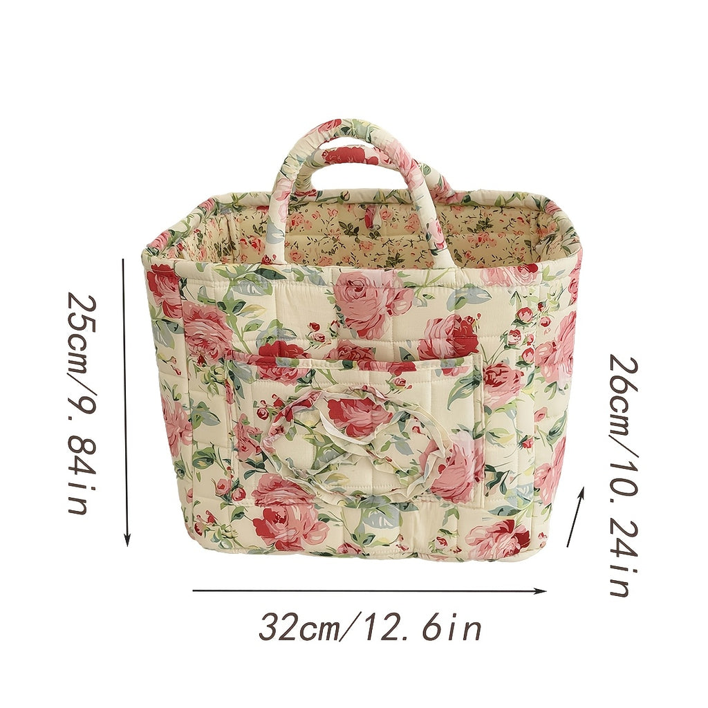Modern Adjustable Home Storage Rack – durable multi-purpose storage, Large Floral Series Storage Basket Vintage Quilted Floral Portable Large-Capacity Home Storage Basket Suitable, designed for American homes, daily convenience and practical gifting