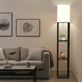 62.9" Column Floor Lamp with Shelves, Real Solid Wood And Bulb Included, Suitable for Halloween, Christmas And Other Holidays
