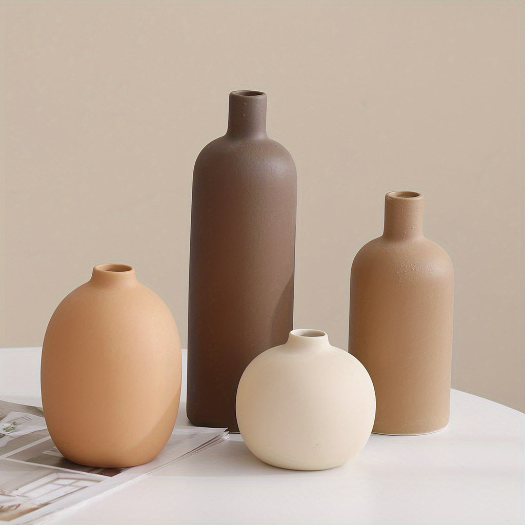 Easy-Access 4pcs Ceramic Flower Vase – tabletop floral display and modern home decor, 4pcs decorative style ceramic vase multi-piece combination creative home living room tabletop, designed for American homes and practical gifting