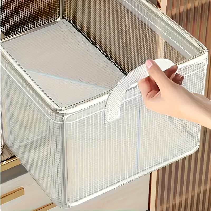 Modern 6pcs Stackable Home Storage Bins – portable space-saving storage, 6pcs Storage Box Stackable Steel Frame Wardrobe Storage Box Transparent Foldable PVC Storage Box, designed for American homes, daily convenience and practical gifting