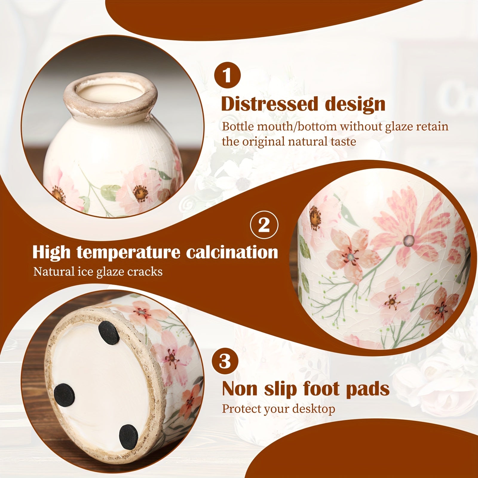 Compact 2pcs Ceramic Flower Vase – tabletop floral display and modern home decor, 2pcs Vintage Ceramic Small Vase Rustic Farmhouse Vase Boho Vases Home Decoration, designed for American homes and practical gifting