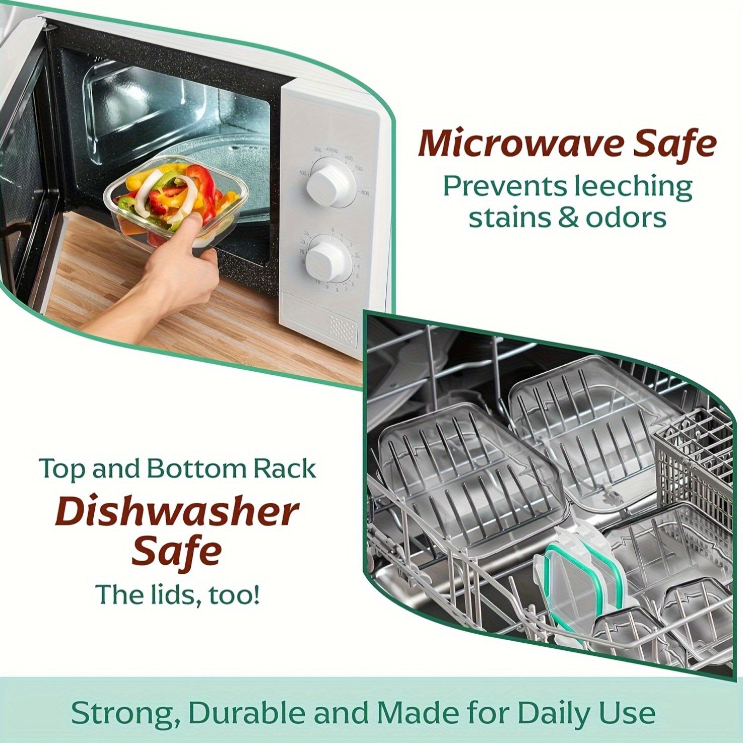 8 Storage Containers, Pre-Meal Preparation, Sealed Lunch Box, Leak-Proof Lock Lid, Microwave Oven, Lunch Box, Oven, Refrigerator And Dishwasher, Bpa-Free, Containing 4 Cleaning Sponges Storage Container Storage Container with Lid