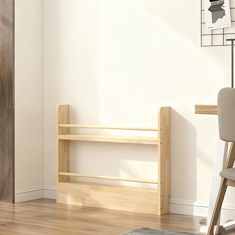 Home Living Essential – Creative Design, Ultra-Narrow Solid Wood Bookshelf, Bookcase, No Paint And Zero Fo