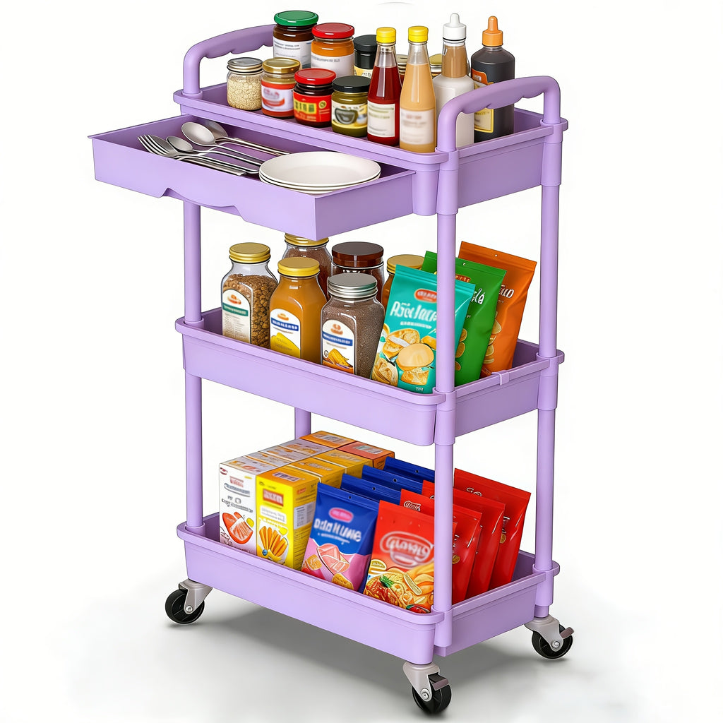 Easy-Access 3/4 Tier Refrigerator Bottle Organizer – easy-access beverage storage, Multi-Functional 3 4 Tier Rolling Storage Cart With Drawers - Durable Plastic Organizer With, designed for American homes, daily convenience and practical gifting