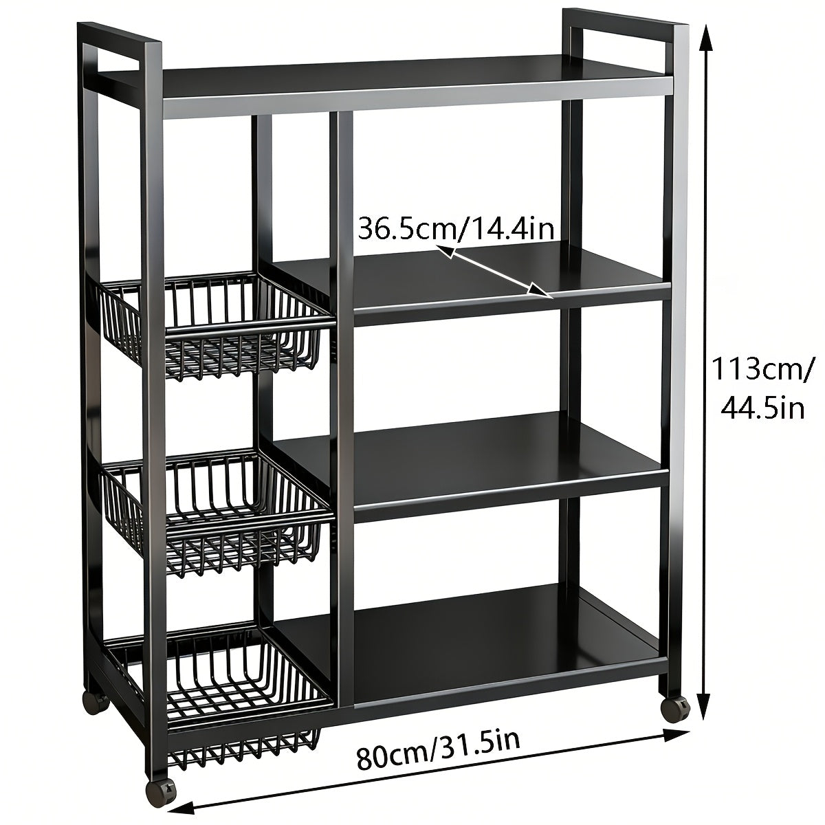 Smart Adjustable Home Storage Rack – durable multi-purpose storage, Kitchen Storage Shelf with Mesh Baskets Metal Frame Serving Cart with Wheels Rolling Baker, designed for American homes, daily convenience and practical gifting
