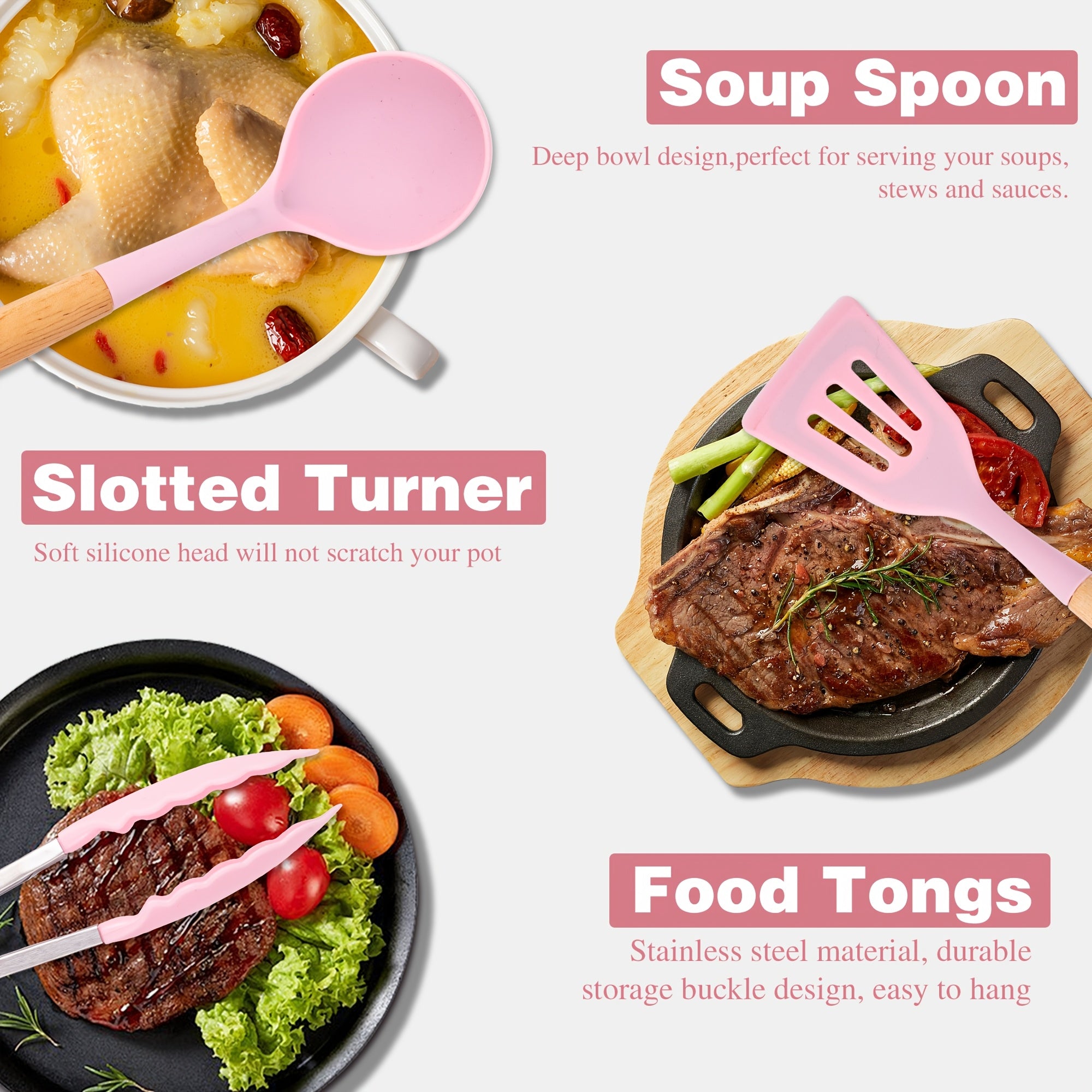 Kitchen Essential – 44pcs Silicone Kitchen Utensil Set with Holder, Nonstick Cooking Utensils, Wooden Handle Kitchen Tools, Spatula Turner Spoon Tongs Whisk Measuring Cups, Kitchen Accessori