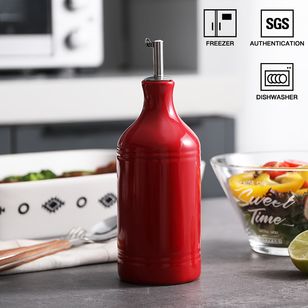 Sweejar Ceramic Olive Oil Dispenser Bottle, Opaque Oil Cruet Protects Oil to Reduce Oxidation, Suitable for Storage Oil, Vinegar, Coffee Syrups & Other Liquids, Pack of 1, 15.5 Fl Oz