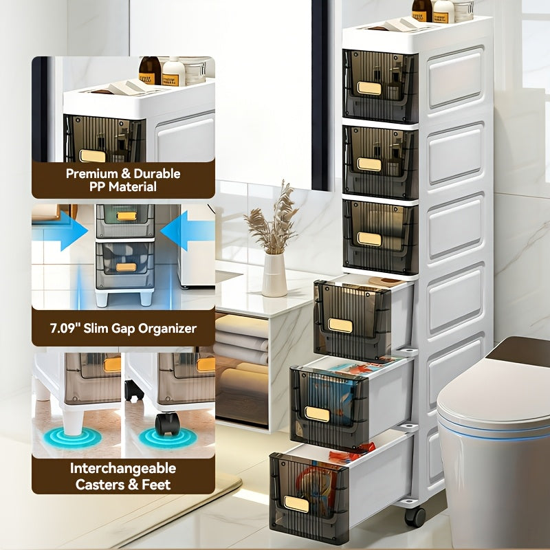 Area Rug – Deluxe Slim Storage Cabinet with Drawers - Durable Waterproof PP Material