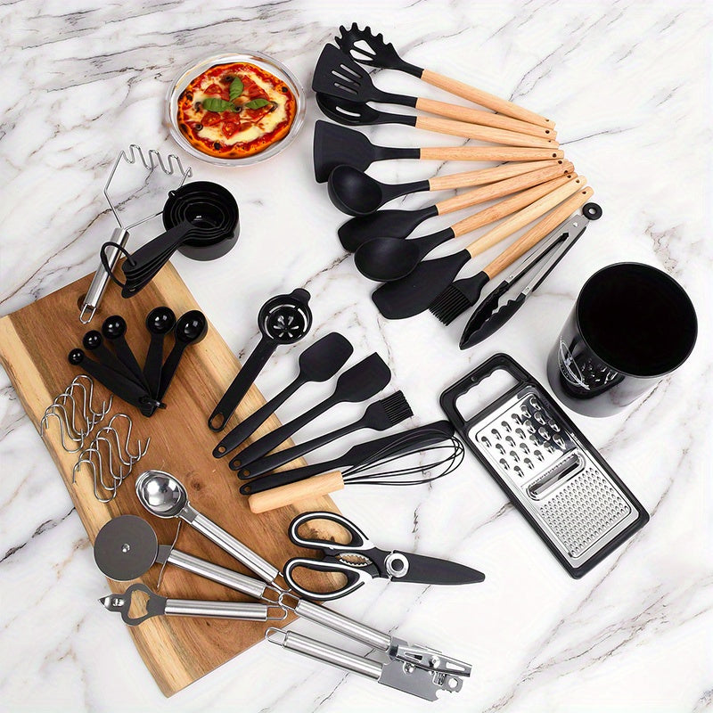 Modern 37/44pcs Kitchen Cookware Set – versatile meal preparation, 37 44pcs Complete Silicone Kitchen Cooking Utensil Set Ultra Cost-Effective All-In-One Kitchen Gadgets High, designed for American homes, daily convenience and practical gifting